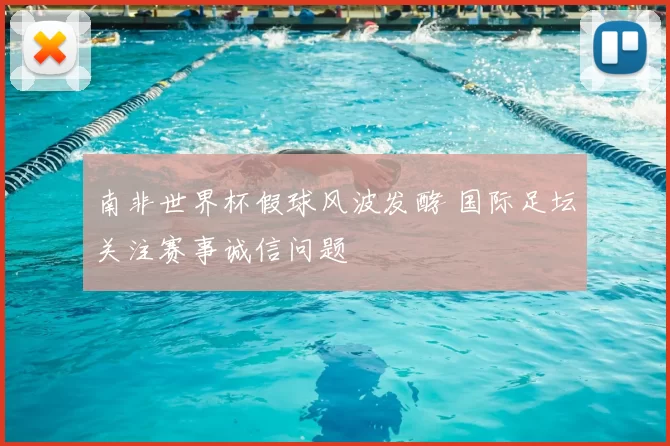 南非世界杯假球风波发酵 国际足坛关注赛事诚信问题